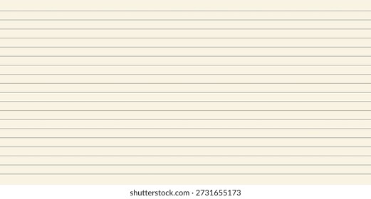 Lined paper background with horizontal grey stripes. Vector notebook sheet template for writing, school education, and office notes. Minimalist blank page texture with simple line pattern.