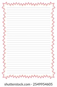 Papel forrado con borde en zig zag decorativo - relación de tamaño A4 - adecuado para papelería, impresión, escritos, diario, bloc de notas diario, escuela... etc