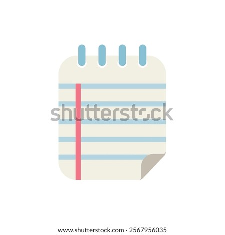 Lined Paper flat icon. Colorful vector illustration logo template of a sheet of notepaper for many purpose. Isolated on white background. Ideal for apps and websites.