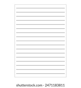 Lined paper icon. Simple sheet design. Horizontal lines. Vector illustration.