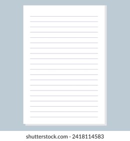 lined paper note page blank school vector illustration. Seamless lined paper. EPS file 85.