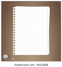Lined paper and Note Paper.  Vector Illustration.