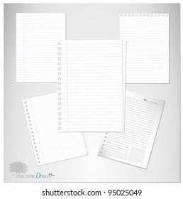 Lined paper and Note Paper.  Vector Illustration.