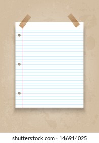 Lined paper on a grunge style background