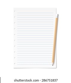 Lined Paper With Pencil Vector