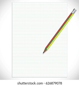 Lined paper with pencil vector