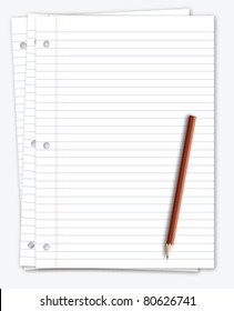 Lined Paper With Pencil Vector