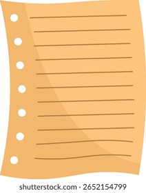 Lined Paper Sheet with Holes Cartoon Illustration