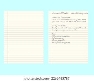 Lined paper with text vector editable