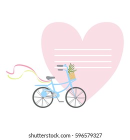 Lined Pink Heart , Template St. Valentines Day Message Element Missing Text With Cute Summer Bicycle