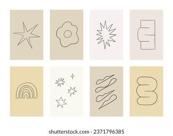 Lined Poster gallery Abstract Shape hand drawn. Wall art for bedroom, Living room and office decor. Line Art Theme for cards, magnets, books, t-shirts, posters.