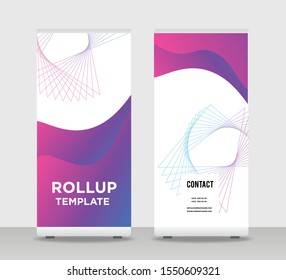 Lined purple Abstract Shapes Modern Exhibition Advertising Trend Business Roll Up Banner Stand Poster Brochure flat design template creative concept. geometric purple Roll Up EPS. Presentation Cover