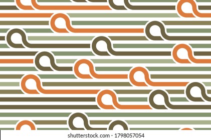 Lined seamless vector pattern with twisted lines, geometric abstract background, stripy net, optical maze, web network.