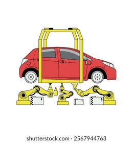 Lined semi-realistic repair, inspection, and maintenance of cars