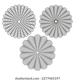lined shape distortion effect. Design element. Abstract geometric round shape. Vector illustration.