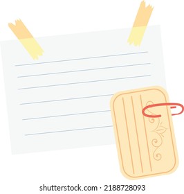 Lined sheet. Attached paper scrap. Cute template isolated on white background