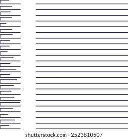 The lined sheet is divided into two parts, where the smaller area is equipped with folding lines.