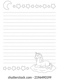 Lined sheet template. Handwriting paper. For diary, planner, checklist, wish list. Vector illustration isolated on white background.