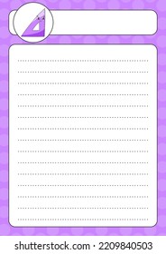 Lined Sheet Template. Handwriting Paper. For Diary, Planner, Checklist, Wish List. Back To School Theme. Vector Illustration.