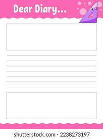 Lined sheet template. Handwriting paper. For diary, planner, checklist, wish list. Vector illustration.