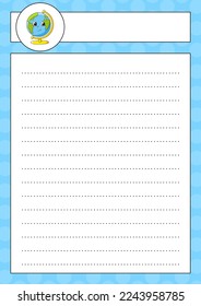 Lined sheet template. Handwriting paper. For diary, planner, checklist, wish list. Back to school theme. Vector illustration.