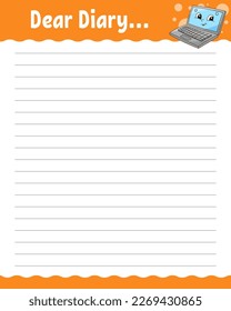 Lined sheet template. Handwriting paper. For diary, planner, checklist, wish list. Vector illustration.