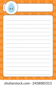 Lined sheet template. Handwriting paper. For diary, planner, checklist, wish list. Vector illustration.
