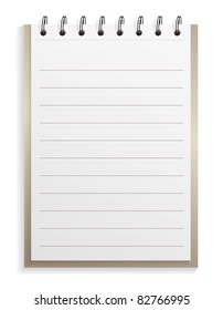 Lined spiral  notepad on white