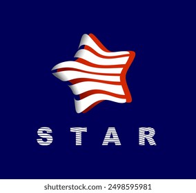 Lined star vector logo or emblem isolated on white background, politics ads style icon.