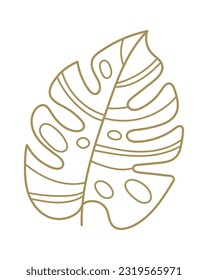 Lined Tropical Leaf Vector Illustration