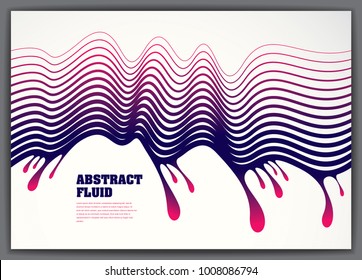 Lined vector wave background fluid flow. 3d dynamic stripes motion art. Lined texture, dynamic surface, curve lines, flow shape.