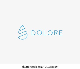 Lined water aqua droplet logo. Water drop vector icon logotype. 