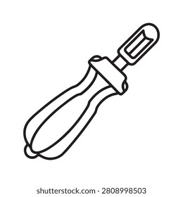 linedrawing of a  with a curvedblade and a handle 