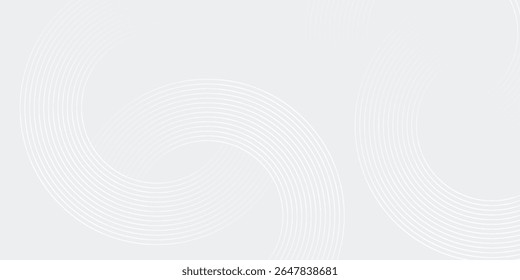 Linee geometriche astratte bianche e luminose su sfondo grigio. Motivo contemporâneo con linee di cerchio blu lucenti. Tecnologia futuristica. Tuta per copertina, cartaz moderno