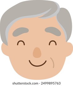 Line-less Ikone Illustration eines alten Mannes mit einem süßen Lächeln