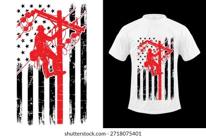 Lineman Bandeira americana Electric Cable Lineworker