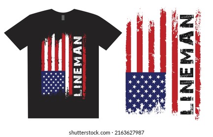 Lineman Design With USA Flag