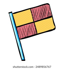 Lineman flag halftone icon hand drawn color vector illustration