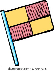 Lineman flag icon in color drawing. Football soccer match game judge assistant referee