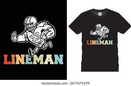 Lineman Football T-shirt design vector illustration. print-ready t-shirt, Coffee design, graphic typography design, premium quality, Coffee graphic design, tropical print.