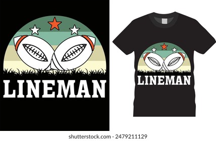 Lineman, Football typography vector t shirt design. T-shirt Design template for Football. Football Retro, Typography, Vintage t-shirt.