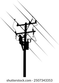 Lineman silhouette - Electrician, Electric line worker Instant Download	
