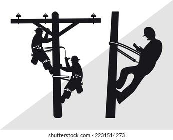 Lineman Silhouette Vector Illustration Silhouette