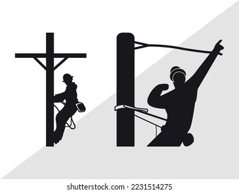 Lineman Silhouette Vector Illustration Silhouette