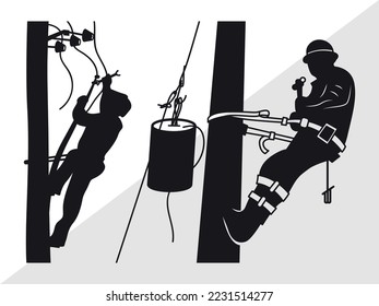 Lineman Silhouette Vector Illustration Silhouette
