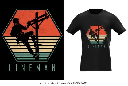 Trabalhador de linha no projeto de t-shirt polo utilitário com logotipo hexágono na camisa preta