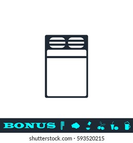 Linen bed icon flat. Black pictogram on white background. Vector illustration symbol and bonus button
