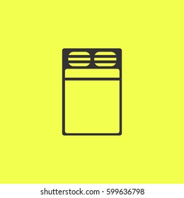 Linen bed icon flat. Black pictogram on white background. Vector illustration symbol and bonus button