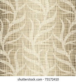 Linen beige structure with vegetative drawing