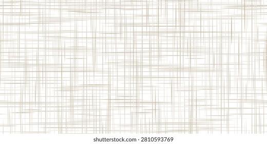 Linen canvas texture vector background in soft beige tones. Fine horizontal and vertical woven lines create a delicate fabric surface with a minimal textile style